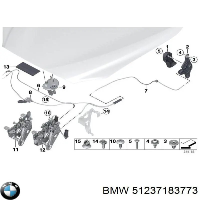 Linka otwierania maski przednia BMW 51237183773 cena, od 26,01 USD