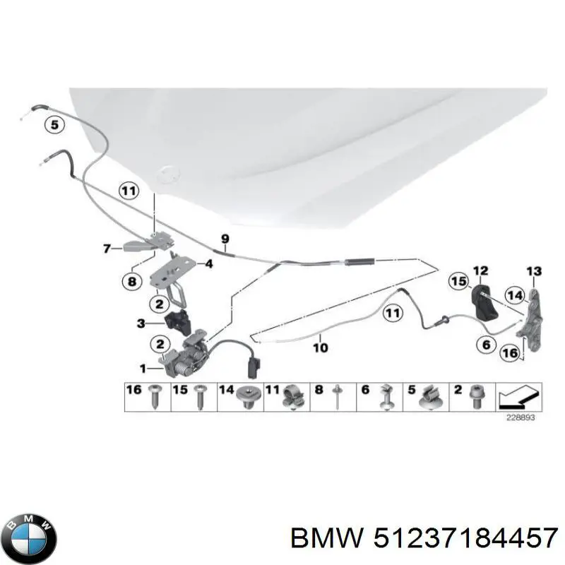 51237184457 BMW linka otwierania maski przednia