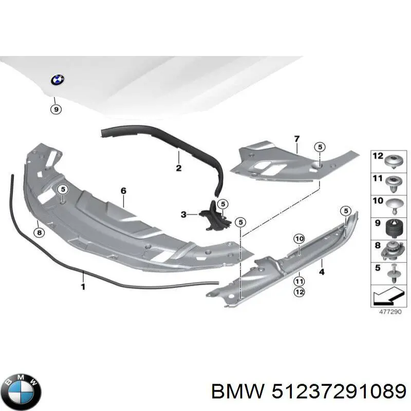 Odbój maski 51247291089 BMW