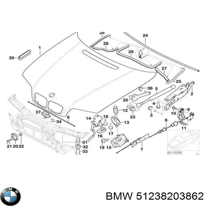 Zamek maski BMW 51238203862 cena, od 53,30 USD