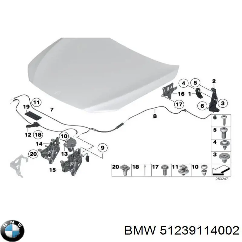 51239114002 BMW rączka otwierania maski