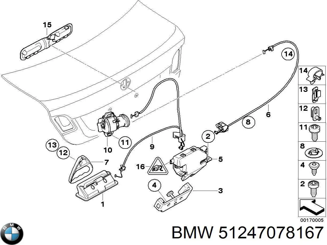 Zaczep zamka drzwi tylnych (bagażnika 3/5) do BMW 1 (E81, E87)