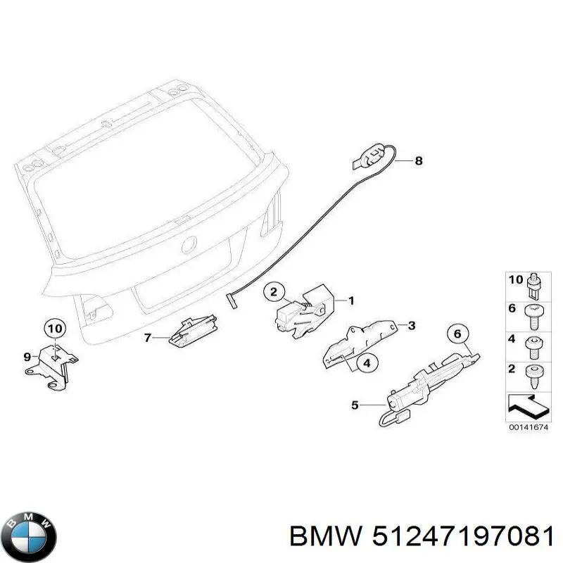 Zamek klapy bagażnika (3/5 drzwi tylnych) BMW 51247197081 cena, od 83,82 USD