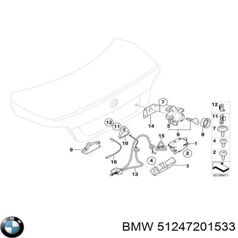 Wkładka zamka klapy bagażnika (3/5 drzwi tylnych) do BMW 5  E60