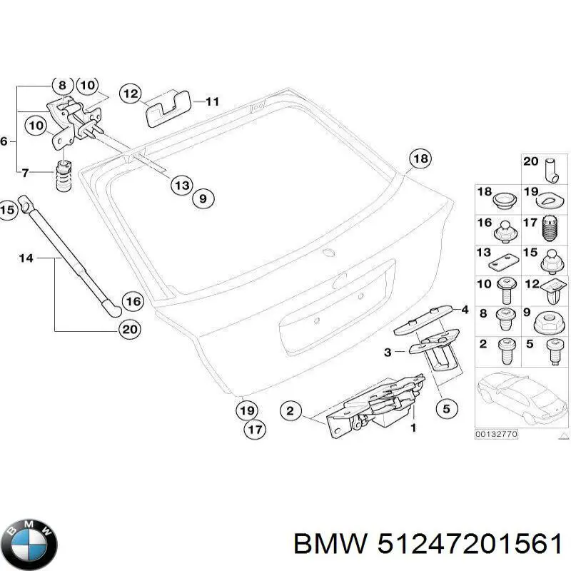 51247201561 BMW Zamek klapy bagażnika (3/5 drzwi tylnych)