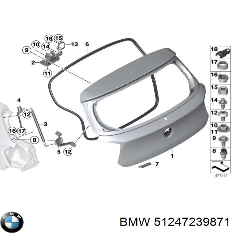 51247239871 BMW amortyzator klapy bagażnika (3/5 drzwi-tylnych)