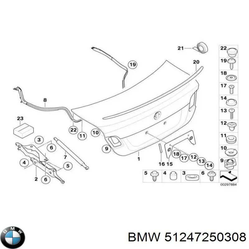 Do koszyka 51247250308 BMW Amortyzator klapy bagażnika (3/5 drzwi-tylnych)