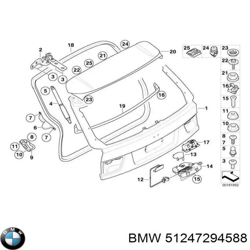 51247294588 BMW amortyzator klapy bagażnika (3/5 drzwi-tylnych)