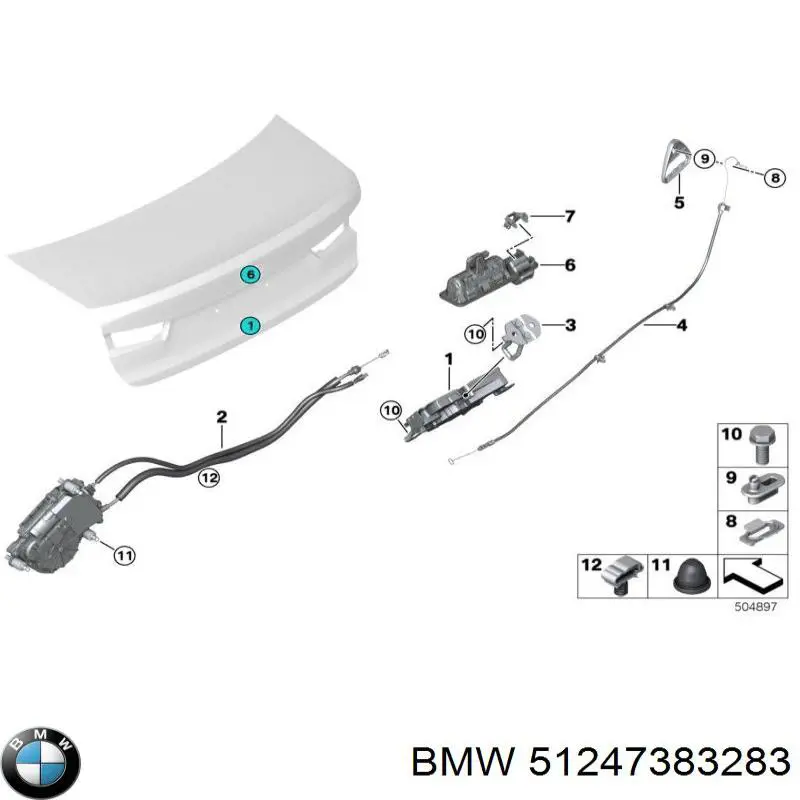Zamek klapy bagażnika (3/5 drzwi tylnych) BMW 51247383283 cena, od 129,40 USD