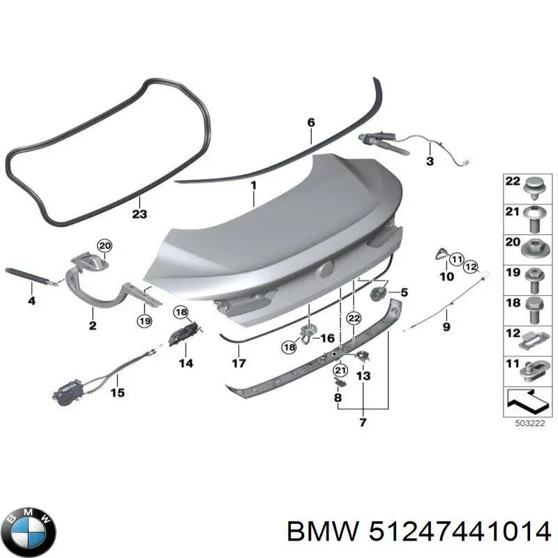 Zamek klapy bagażnika (3/5 drzwi tylnych) BMW 51247441014 cena, od 129,22 USD