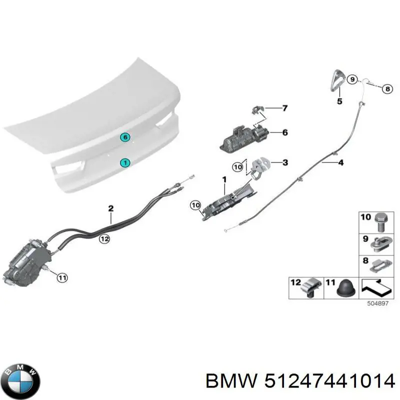 Do koszyka 51247441014 BMW Zamek klapy bagażnika (3/5 drzwi tylnych)