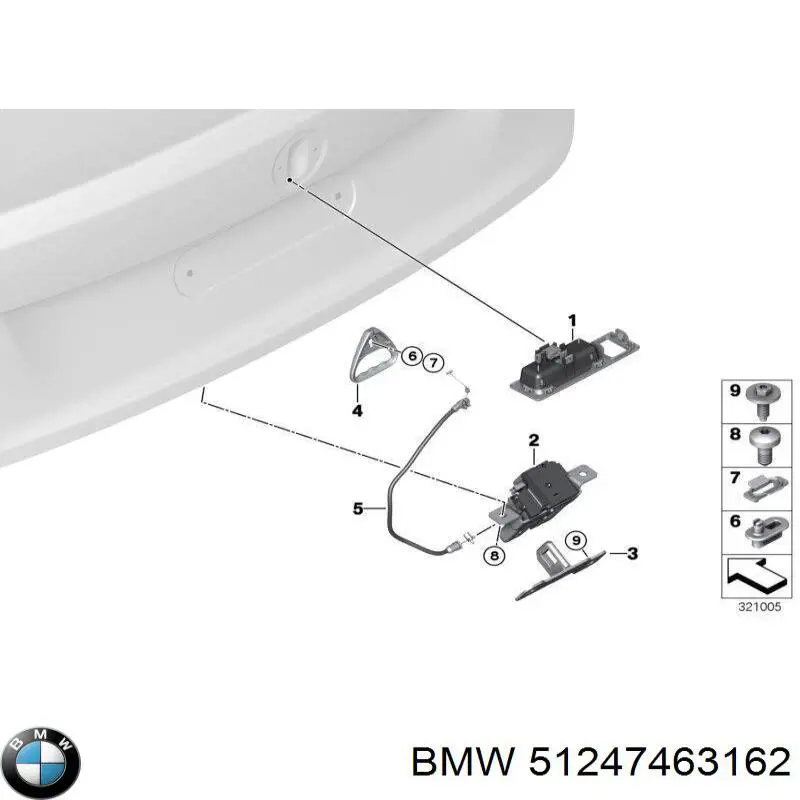 Przycisk blokady klapy bagażnika (drzwi 3/5) BMW 51247463162 cena, od 33,94 USD