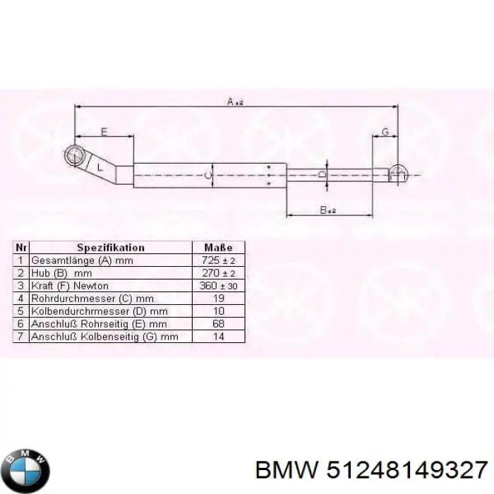 Do koszyka 51248149327 BMW Amortyzator klapy bagażnika (3/5 drzwi-tylnych)