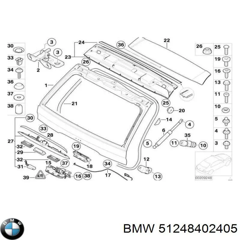 Amortyzator klapy bagażnika (3/5 drzwi-tylnych) BMW 51248402405 cena, od 16,51 USD