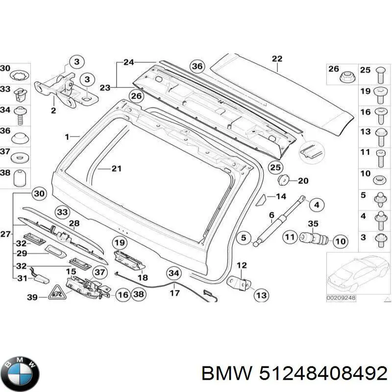 Do koszyka 51248408492 BMW Zamek klapy bagażnika (3/5 drzwi tylnych)