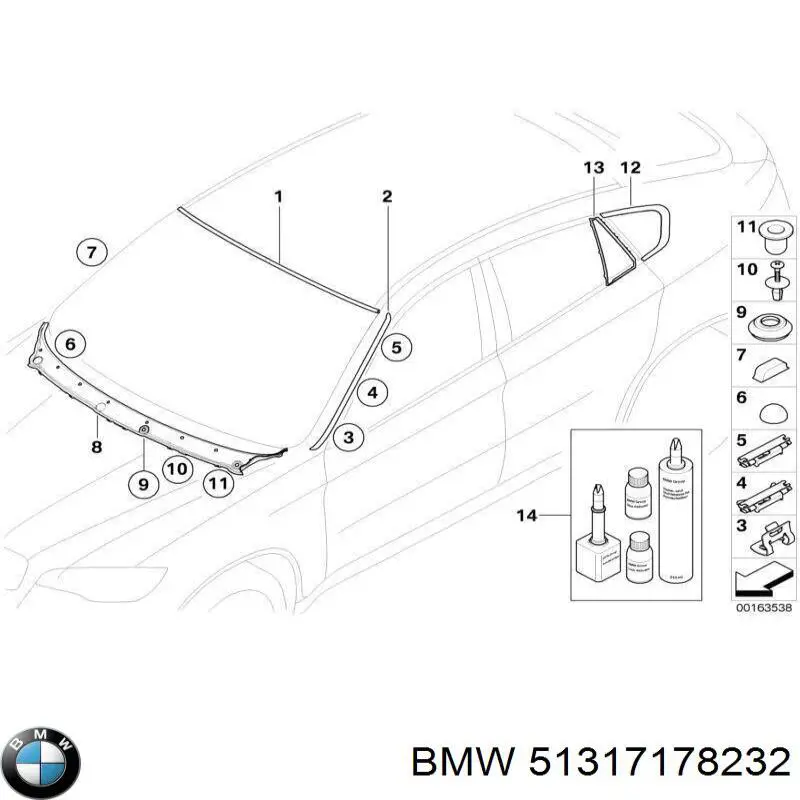 Listwa ochronna szyby przedniej górna do BMW X5 (E70)