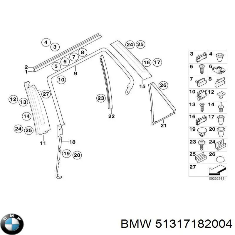 Listwa ochronna szyby przedniej górna do BMW X5 (E53)