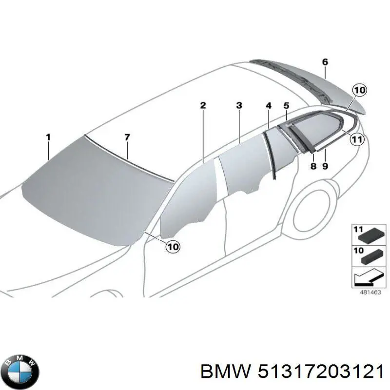51317203121 BMW Listwa ochronna szyby przedniej górna