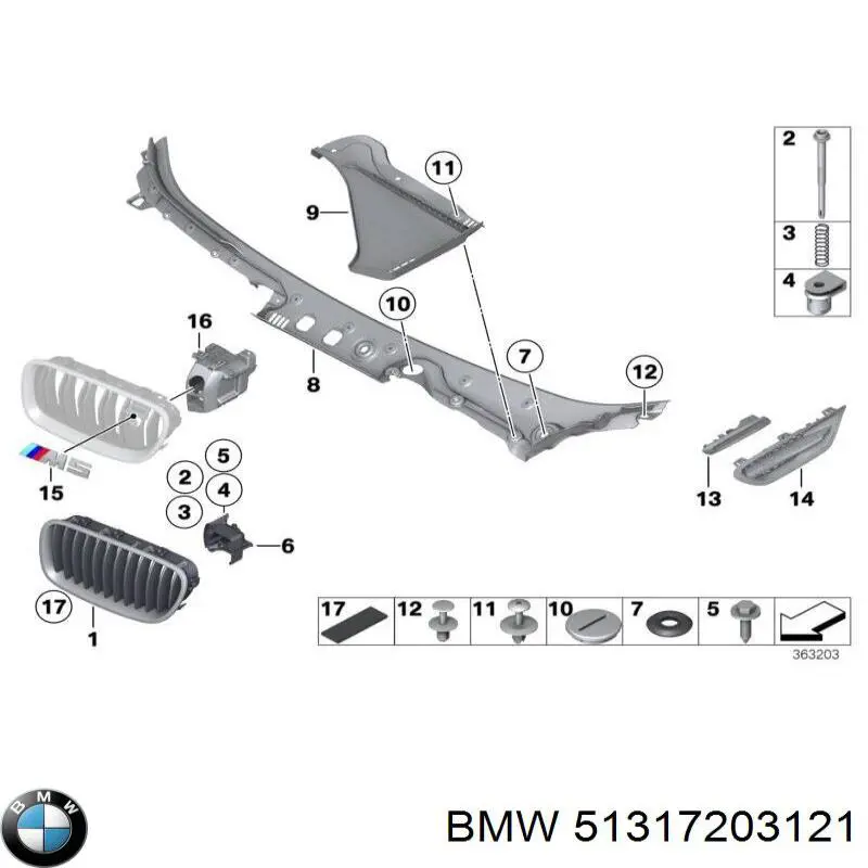 Listwa ochronna szyby przedniej górna BMW 51317203121 cena, od 17,06 USD