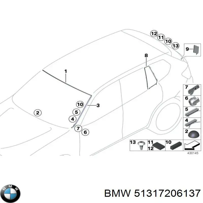 Listwa ochronna szyby przedniej górna do BMW X3 (F25)