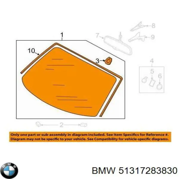 Szyba przednia BMW 51317283830 cena, od 1091,29 USD