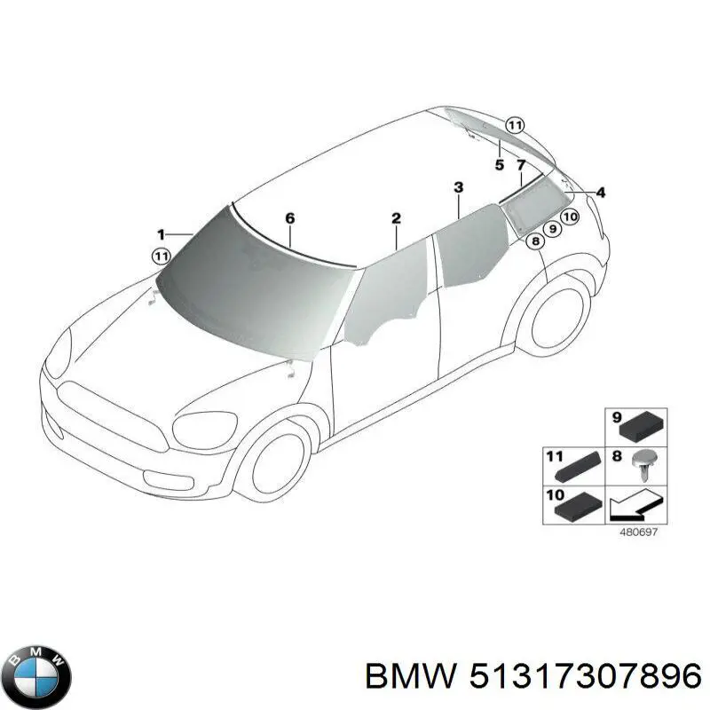 Do koszyka Listwa ochronna szyby przedniej BMW X1  E84