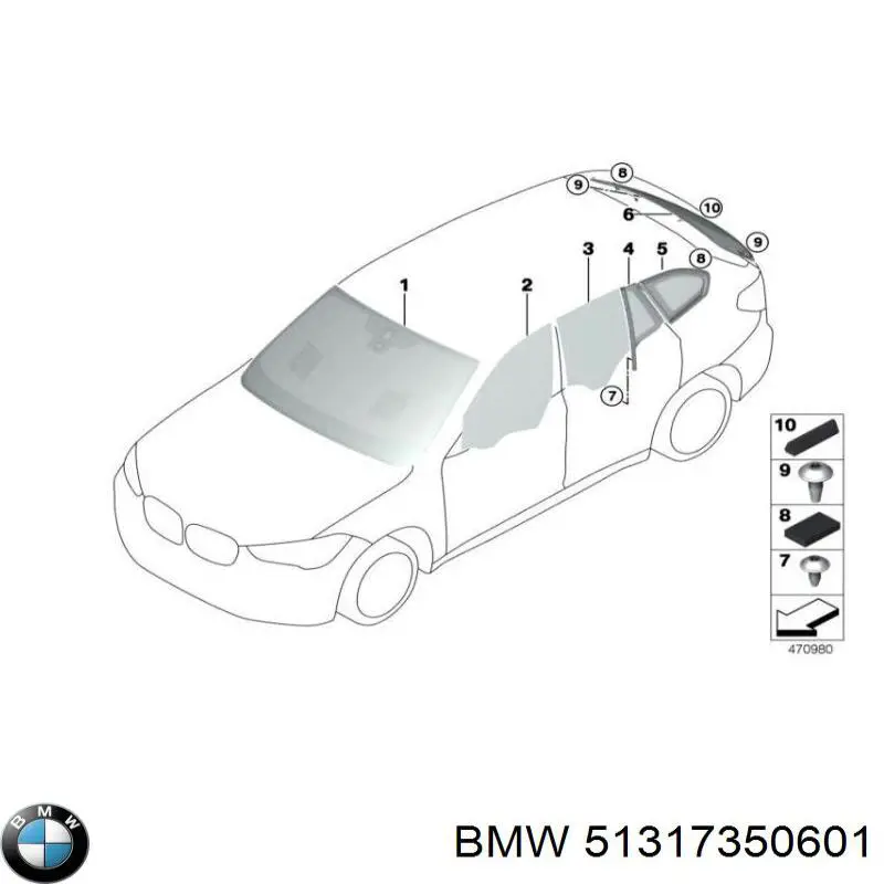 51317350601 BMW Szyba przednia
