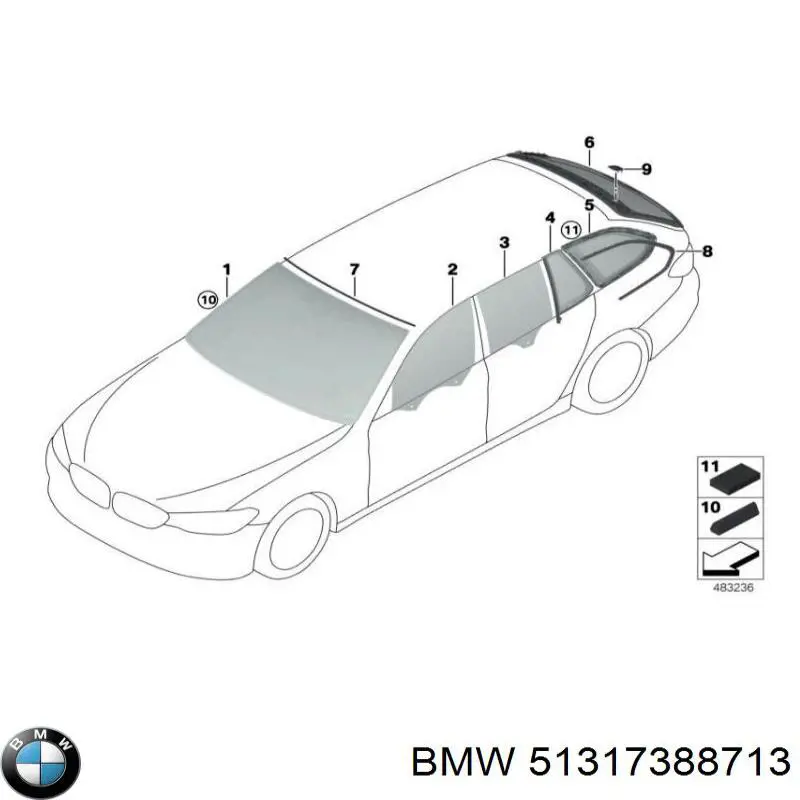 Listwa ochronna szyby przedniej górna do BMW 5 (G30, F90)