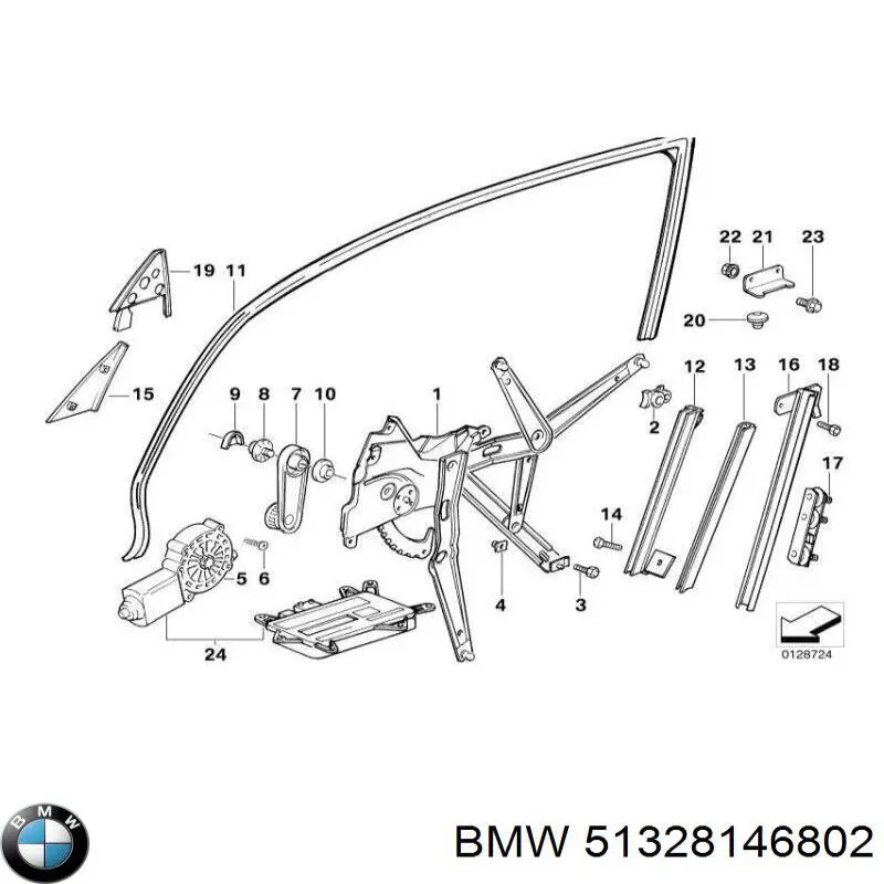 51328146802 BMW Mechanizm podnoszenia szyby drzwi przednich prawych