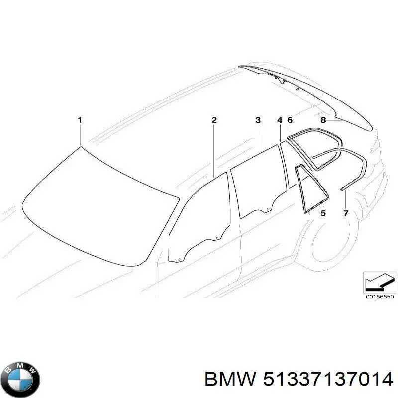 Szyba drzwi prawych przednich do BMW X5 (E70)