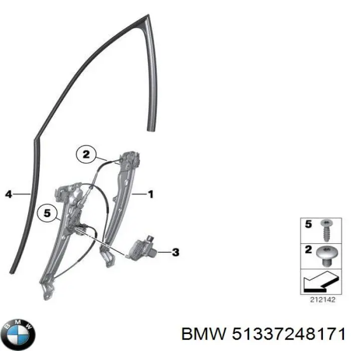 Silniczek podnośnika szyby drzwi przednich lewych do BMW 5 (F10)