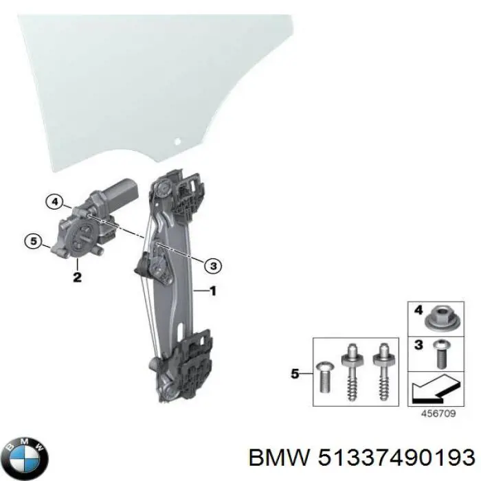 Mechanizm podnoszenia szyby drzwi tylnych lewych do BMW 2 (F45)