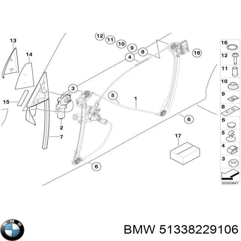 Mechanizm podnoszenia szyby drzwi przednich prawych 2008PSG6 Polcar