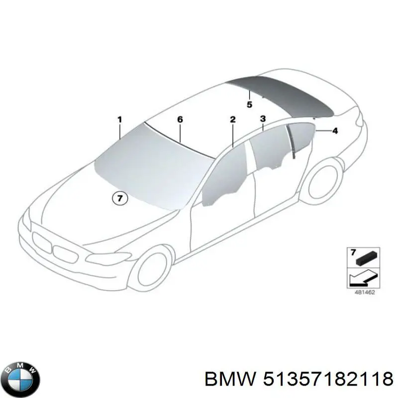 Szyba drzwi prawych tylnych do BMW 5 (F10)