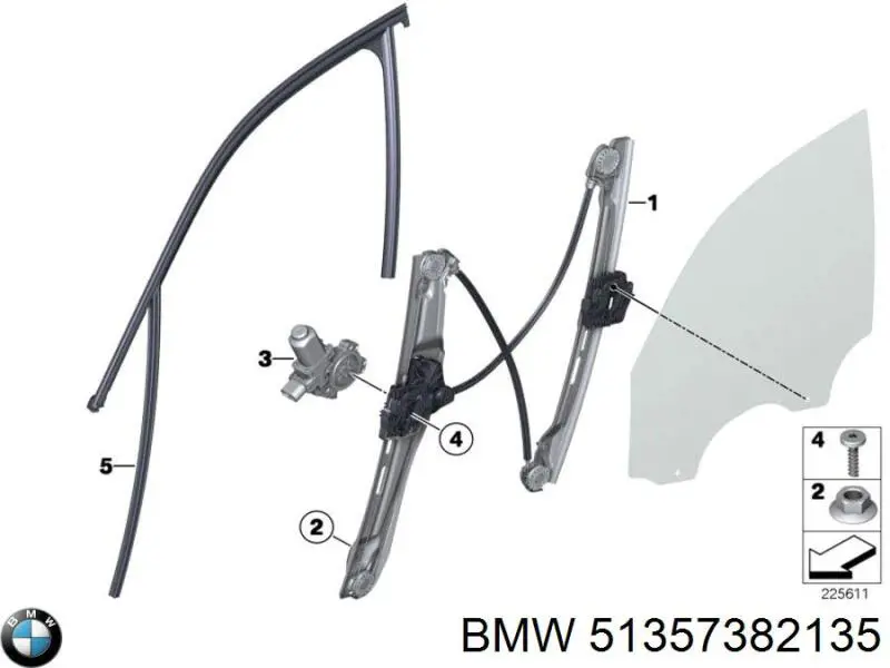 Mechanizm podnoszenia szyby drzwi przednich lewych BMW 51357382135 cena, od 87,80 USD