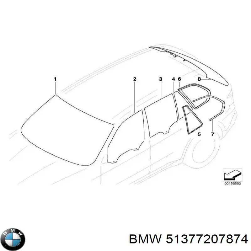 Szyba karoseryjna (przedział bagażowy) prawa do BMW X5 (E70)