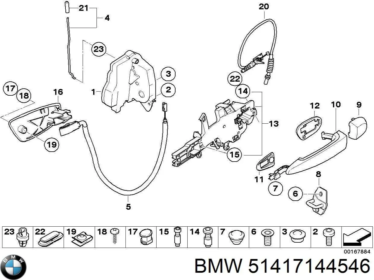 Klamka drzwi prawych przednia/tylna zewnętrzna do BMW 3 (E90)