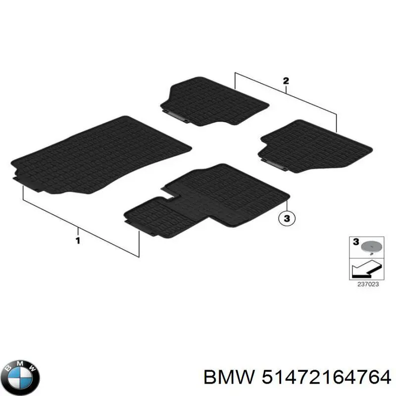 51472164764 BMW Dywanik tylny, zestaw 2 szt.