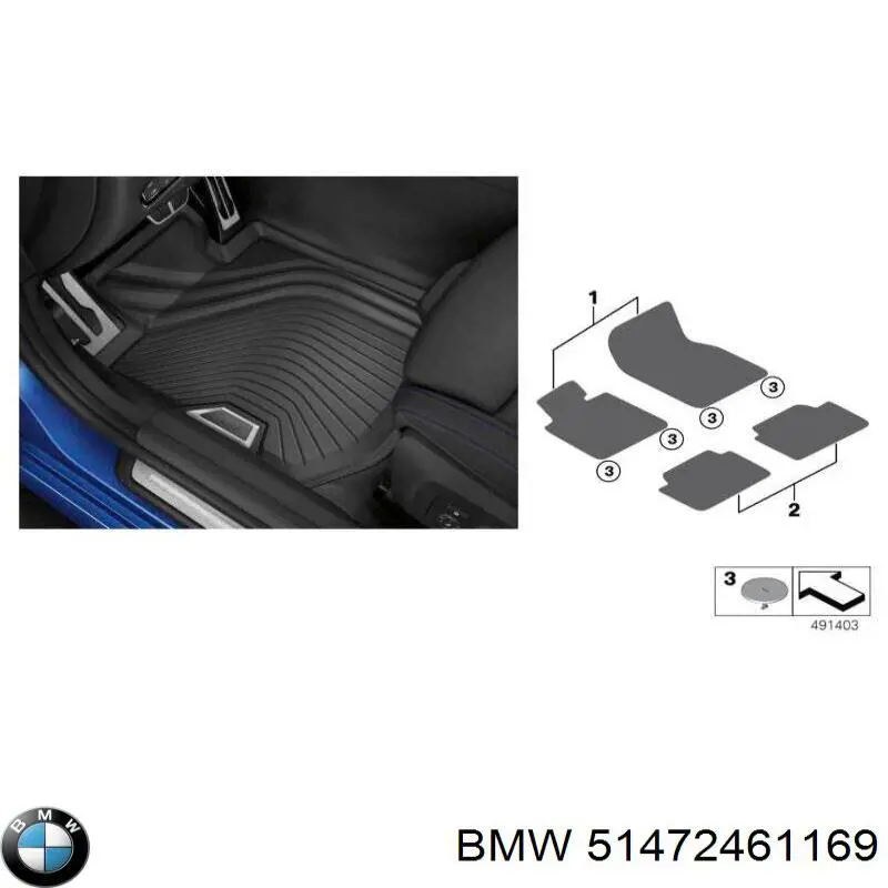 Dywanik tylny, zestaw 2 szt. BMW 51472461169 cena, od 101,66 USD