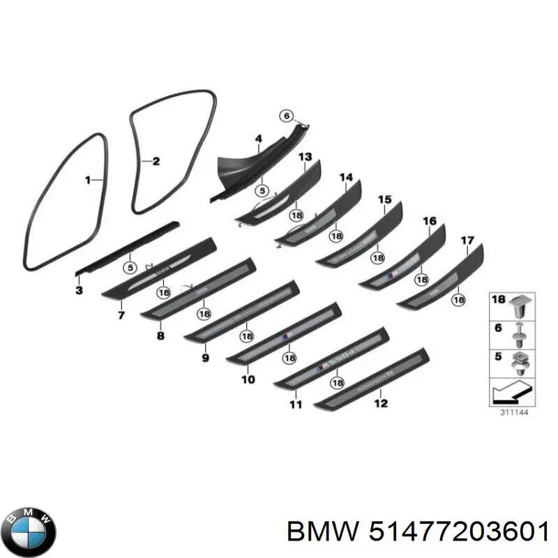 51477203601 BMW nakładka na próg drzwi wewnętrzna lewa