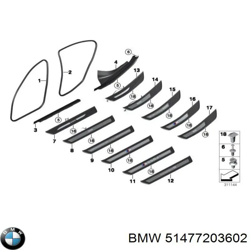 51477203602 BMW Nakładka na próg drzwi wewnętrzna prawa