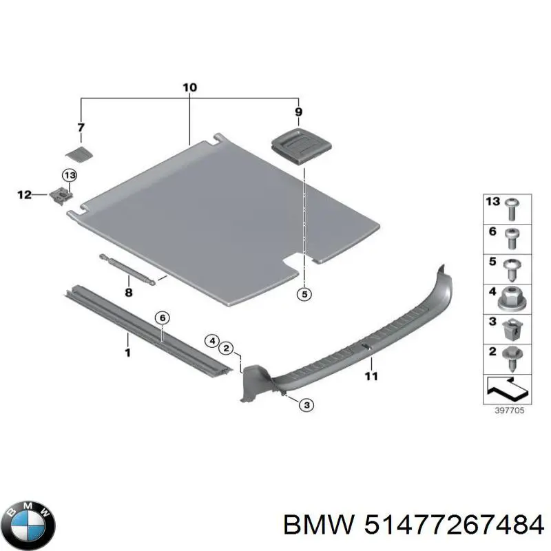 Uchwyt półki bagażnika BMW 51477267484 cena, od 85,91 USD