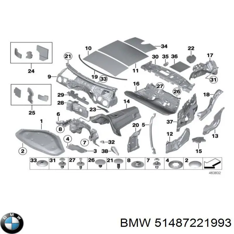 51487221993 BMW Wygluszenie maski
