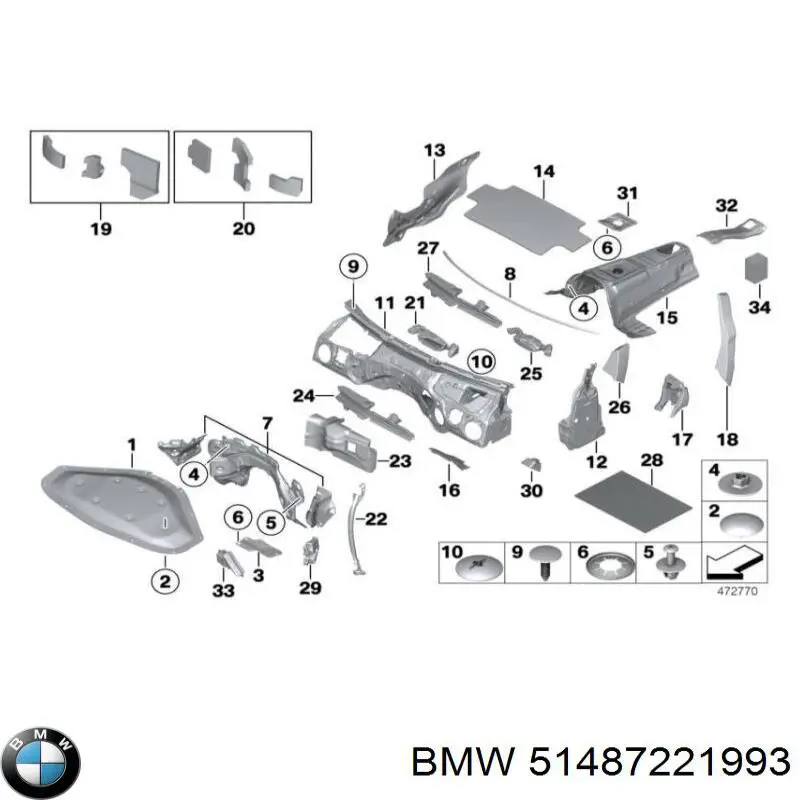 Wygluszenie maski BMW 51487221993