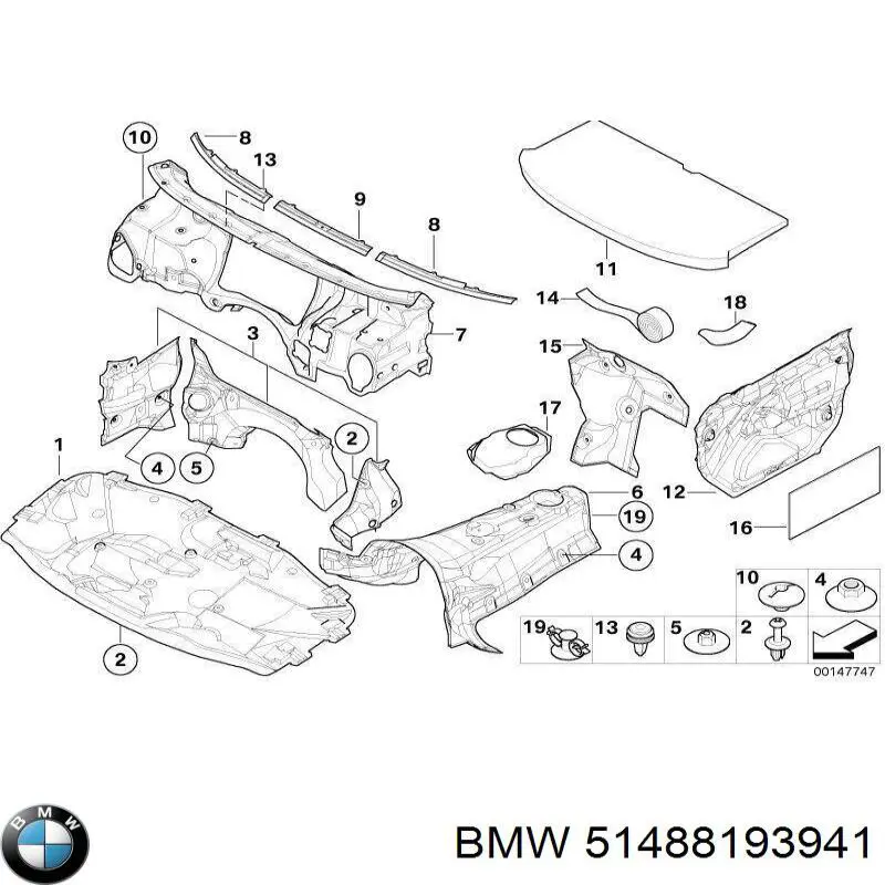 Wygluszenie maski BMW 51488193941 cena, od 51,27 USD