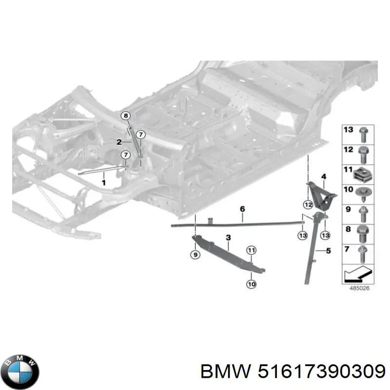 51617390309 BMW Wspornik przedniej osi zawieszenia prawy