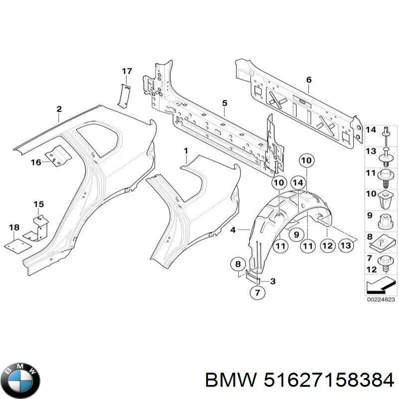 Osłona tylnego błotnika przednia prawa do BMW X5 (E70)