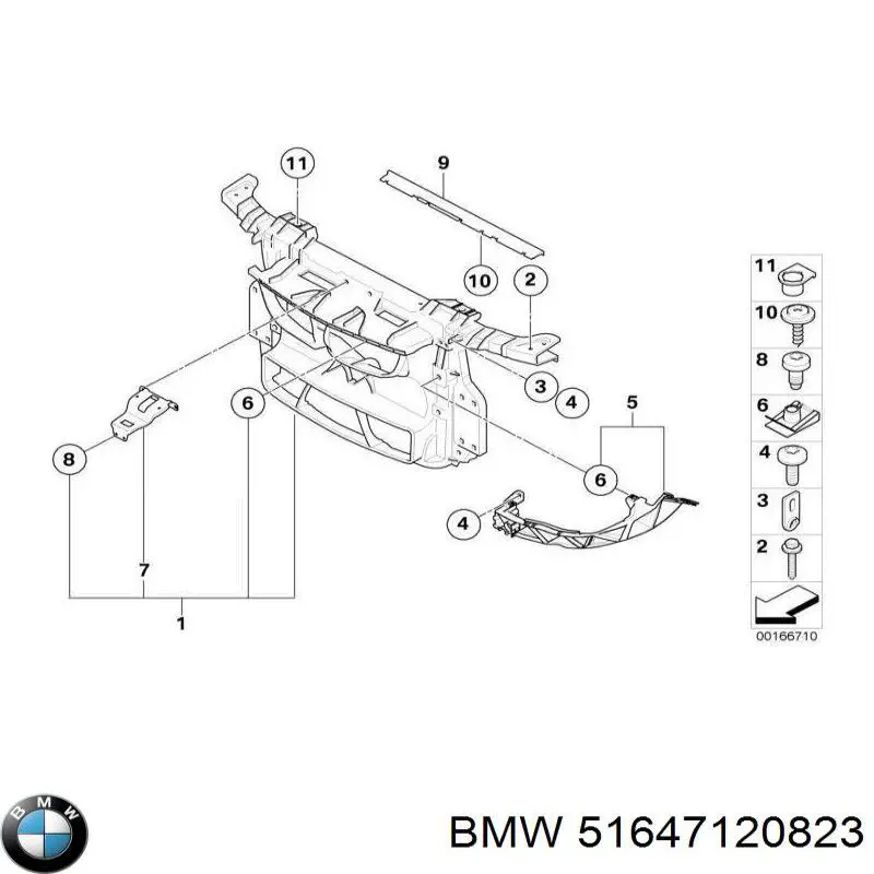 Wsponik (adapter) mocowania reflektora przedniego lewego do BMW 1 (E81, E87)