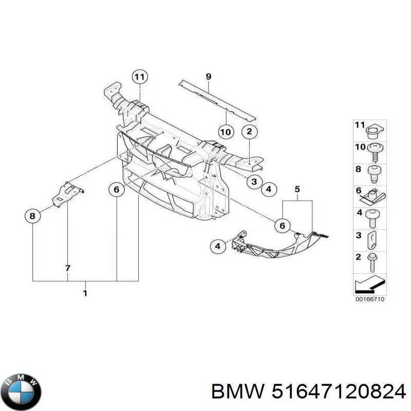 51647120824 BMW Wspornik (adapter) mocowania reflektora przedniego prawego