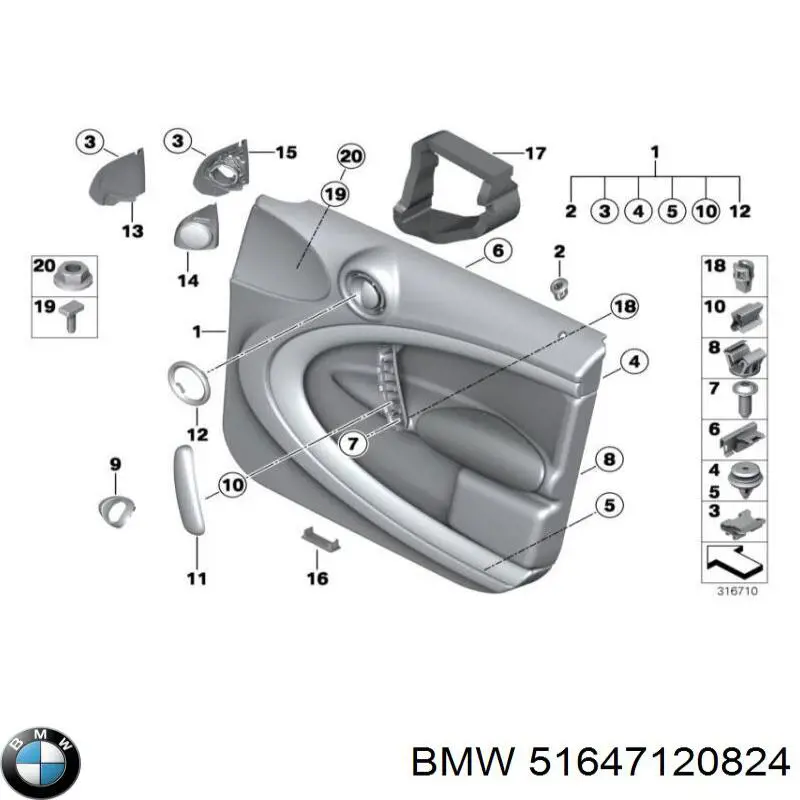Wspornik (adapter) mocowania reflektora przedniego prawego BMW 51647120824 cena, od 49,66 USD